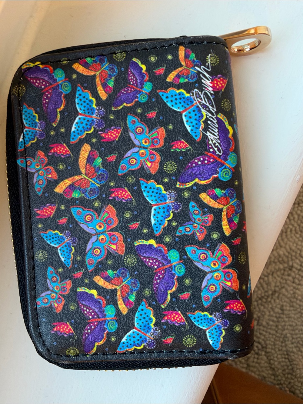 Multicolor Butterfly Zip card holder - laurel burch